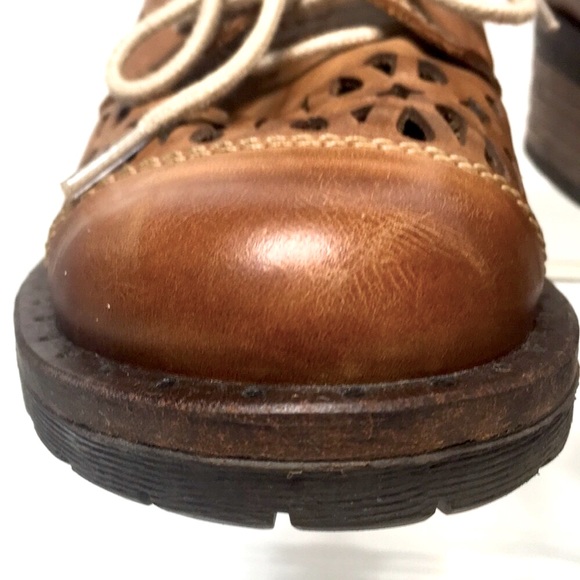 Dromedaris oxford laser cut out block heel EU36 Kaya tan brown - Picture 9 of 16